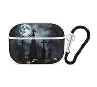 Gothic Happy Halloween Airpod Pro Case AirPods 2 Case for Women Hard Shell Protective Cover with Carabiner Keychain Compatible with AirPods Case 2nd 1st Generation, Front LED Visible White