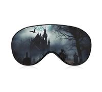 Gothic Happy Halloween Blackout Sleep Eye Mask, Ventilated Fabric, Adjustable Wearing Style, Zero Pressure Sleeping Mask Soft Skin Friendly Eyeshade for Women Men