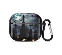 Gothic Happy Halloween Bluetooth Earbuds Case Cover Full Body Shockproof Protection Hard Case Support Wireless Charging with Keychain Personalized Gift for AirPods 3