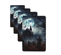 Gothic Happy Halloween Car Air Fresheners Cards Set of 4 Pieces Hanging Scented Cards for Wardrobe Bathroom Car Aromatherapy Tablets Rearview Mirror Pendant Car Fresheners Long Lasting