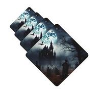 Gothic Happy Halloween Car Air Fresheners Cards Set of 4 Pieces Hanging Scented Cards for Wardrobe Bathroom Car Aromatherapy Tablets Rearview Mirror Pendant Car Fresheners Long Lasting