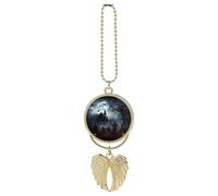 Gothic Happy Halloween Car Hanging Ornament Rear View Mirror Pendant Cute Car Mirror Aesthetic Decor Funny Auto Pendant Auto Charms Gifts for Men Women Golden-style