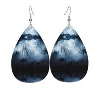Gothic Happy Halloween Print Leather Earring Women - Dangle-earrings, Teardrop Fashion Glitter for Parties, Girls Accessory