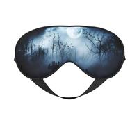 Gothic Happy Halloween Print Soft Eye Mask – Elastic Nighttime Shade, Light-Proof Blindfolds for Plane, Yoga, Travel