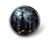 Gothic Happy Halloween Round Lapel Pin Women's Novelty Buttons & Pins Metal Badge Cute Brooch Retro Pinback Badge Fashion Bag Pins for Hat Backpacks Tie Suit Wedding Party Accessory, silver, Circular