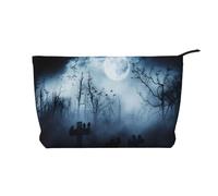 Gothic Happy Halloween Zipper Closure Corduroy Makeup Bag Multifunctional Organizer 22x7x17cm for Travel Camping Vacation Fitness