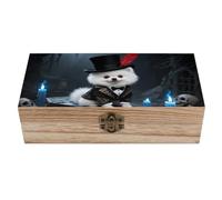 Gothic Hat-wearing Dog Wooden Box with Hinged Lid Handmade Wedding Keepsake Boxes Decorative Wooden Storage Boxes Large Wood Memory Box for Crafts Jewelry Photo, Bridal Shower Gifts