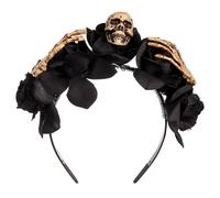 Gothic Headband, Halloween Headbands for Women, The Floral Skull Band is Made of Odourless Polyester Fabric That is Durable and Resistant to Fading, Skull Headband (black, L)