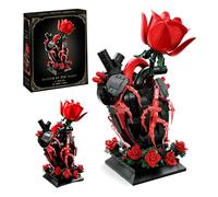 Gothic Heart Building Set with Rose - 765PCS Dark Romantic Flower Model Desktop Decor, Botanical Collection Bricks Kit Creative Valentine Day & Anniversary for Adults, Unique Home Office Display Gifts