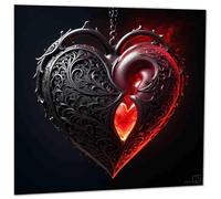 Gothic Heart Greeting Card Black Red Flaming 145mm x 145mm