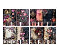Gothic Hearts Decoupage Rice Papers, 8 x 11.5 inch (A4) - 4 Sheets | 32 Pieces | 8 Unique Designs | Versatile Christmas Designs for Art Projects & Crafting by CRAFT KREATIVELY