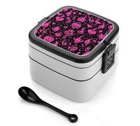 Gothic Hearts Flames Star Y2k Bento Lunch Box Adults with Compartments Handle Food Containers 1000ml