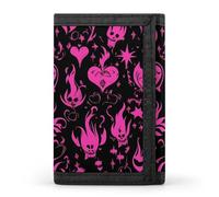 Gothic Hearts Flames Star Y2k Casual Mens Credit Card Holder Wallets for Women Slim Durable Purse with ID Window