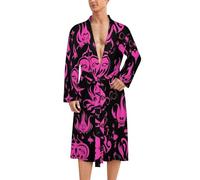 Gothic Hearts Flames Star Y2k Classic Bathrobe Loungewear Dressing Gown Womens Men Spa Hotel Sleep XL