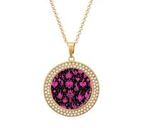 Gothic Hearts Flames Star Y2k Fashion Necklace Chain Round Graphic Pendant with Diamond Jewellery Golden-style