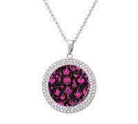 Gothic Hearts Flames Star Y2k Fashion Necklace Chain Round Graphic Pendant with Diamond Jewellery Silver-style