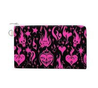 Gothic Hearts Flames Star Y2k Portable Canvas Coin Purse Fashion Pencil Case Travel Makeup Bag