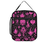 Gothic Hearts Flames Star Y2k Portable Insulated Lunch Bag Adults Leakproof Picnic Tote Bag