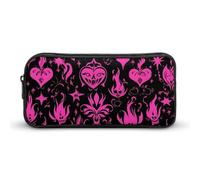 Gothic Hearts Flames Star Y2k Simple Pencil Case Big Capacity Pouch Box Travel Makeup Bag