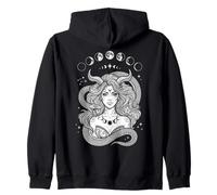 Gothic Hecate Goddess Moon Phases Dark Academia Witchy Zip Hoodie