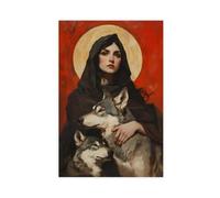 Gothic Hecate with Wolves Art Print - Dark Goddess Wall Decor-1