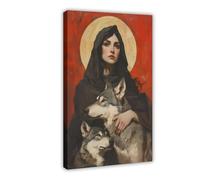 Gothic Hecate with Wolves Art Print - Dark Goddess Wall Decor-1