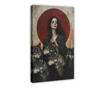 Gothic Hecate with Wolves Art Print - Dark Goddess Wall Decor (museum-grade Paper)-1