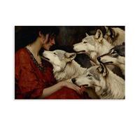Gothic Hecate & Wolves Art Print - Dark Goddess Wall Decor-1