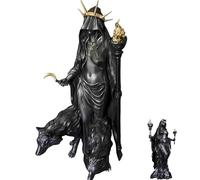 Gothic Hekate Statue, Black Mystical Greek Goddess Sculpture with Torches, Decorative Halloween Witch Altar Ornament for Home (B)