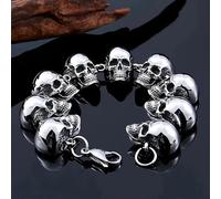 Gothic Hell Ghost Head Bracelet Domineering Skull Bracelet Men's Motorcycle Riding Punk Rock Halloween Accessories