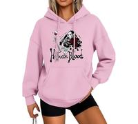 Gothic Hoodies for Women,Vampire Halloween Blood,Loose Fit Pullover Sweatshirt Spooky Fashion Tops | for Fall Light Pink S