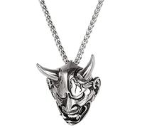 Gothic Horn Evil Devil Demon Skull Pendant Necklace Stainless Steel The Eyes Of Horus Hip Hop Jewelry Present For Men