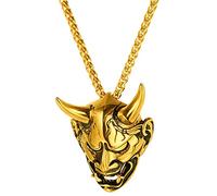 Gothic Horn Evil Devil Demon Skull Pendant Necklace Stainless Steel The Eyes Of Horus Hip Hop Jewelry Present For Men