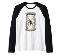 Gothic Hourglass with Black Widow Spider Art Raglan Baseball Tee