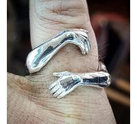 Gothic Hug Muscle Hands Rings for Women Men Adjustable Open Cuff Ring Party Wedding Couple Rings Vintage Jewelry -Resizable,Silver1,China