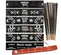 Gothic Incense Mega Pack, 95 Sticks with Holder, 6 Scents: Midnight Moon, Spell Bound, Black Rose, Snake Venom, Poison Fruit, Black Magic, Vegan Handmade Witch Rituals Alter Spiritual Cleansing
