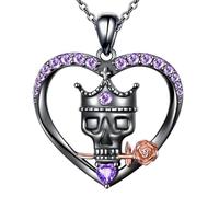 Gothic Inspired Heart Locket Necklace Featuring Skull And Rose Detailing Fashion Men's Women's Collarbone Chain Edgy Unisex Gothic Jewelry