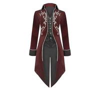 Gothic Jacket Men's Jacquard, Steampunk Tailcoat Black Medieval Victorian Black Coat Classic Vintage Pirates Vampire Cosplay Uniform for Carnival and Halloween Gentleman Frack Prince