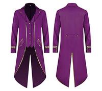 Gothic Jacket Men's Slim Fit Steampunk Coat Men's Midi Trendy Tailcoat with Buttons Medieval Frock Coat Victorian Court Suit Vest Tuxedo Pirate Vampire Outfit Halloween Costume