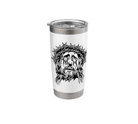 Gothic Jesus Barbwire Blackwork Tattoo Flash Stainless Steel Insulated Tumbler