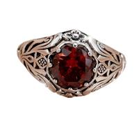 Gothic Jewelry Red Gemstones Statement Rings For Both Genders Vintage Inspired Design Lightweight Alloy Band Size 7 Gothic Punk Unisex Alloy Jewelry