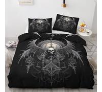 Gothic King Size Duvet Cover Sets - Skull Horror Bedding Set - Reversible Quilt Cover & 2 Pillowcases with Zipper and Ties, Ultra Soft and Non Iron Brushed Microfibre Bed Set 230x220 H-&8-268