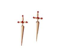 Gothic Kinitial Sword Earrings Vintage Cool Punk Crystal Ear Jacket Goth Dagger Earrings Jewelry Gift For Women