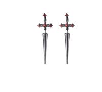 Gothic Kinitial Sword Earrings Vintage Cool Punk Crystal Ear Jacket Goth Dagger Earrings Jewelry Gift For Men Rock Anniversary