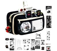 Gothic Kitty Paper Collection - Kawaii Memo Bundle for Students Artists Penpals | Cardstock Sheets Featuring Illustrated Pads Enclosure Cards Seals Organizer Pieces Aesthetic Correspondence Hobbyists
