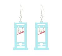 Gothic Knife Guillotine Earrings Punk Hip Hop Horror Bloody Black Beheading Door Acrylic Lightweight Dangle Drop Earrings Necklace for Women Men Halloween Cosplay Party Holiday Fashion Jewelry, M