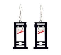 Gothic Knife Guillotine Earrings Punk Hip Hop Horror Bloody Black Beheading Door Acrylic Lightweight Dangle Drop Earrings Necklace for Women Men Halloween Cosplay Party Holiday Fashion Jewelry, M