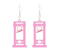 Gothic Knife Guillotine Earrings Punk Hip Hop Horror Bloody Black Beheading Door Acrylic Lightweight Dangle Drop Earrings Necklace for Women Men Halloween Cosplay Party Holiday Fashion Jewelry, M