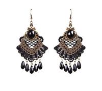 Gothic Lace Earrings Vintage Lace Long Tassel Dangle Earring Teardrop Statement Earrings for Women, Polyester, No Gemstone