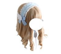 Gothic Lace Headband Angel Wings Headwear Maid Cosplay Hairband Lolita Party Hair Accessories for Women (Light Blue, One Size)